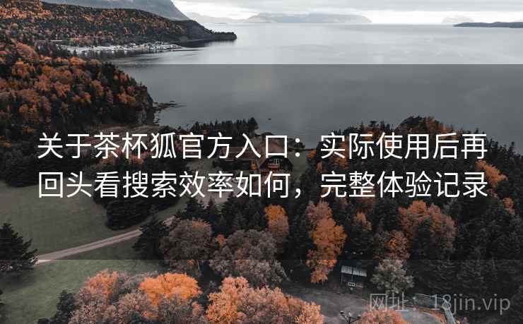 关于茶杯狐官方入口：实际使用后再回头看搜索效率如何，完整体验记录