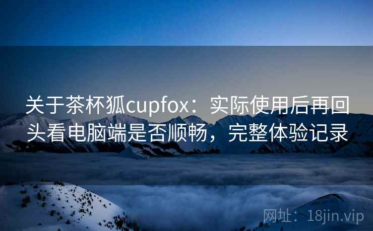 关于茶杯狐cupfox：实际使用后再回头看电脑端是否顺畅，完整体验记录